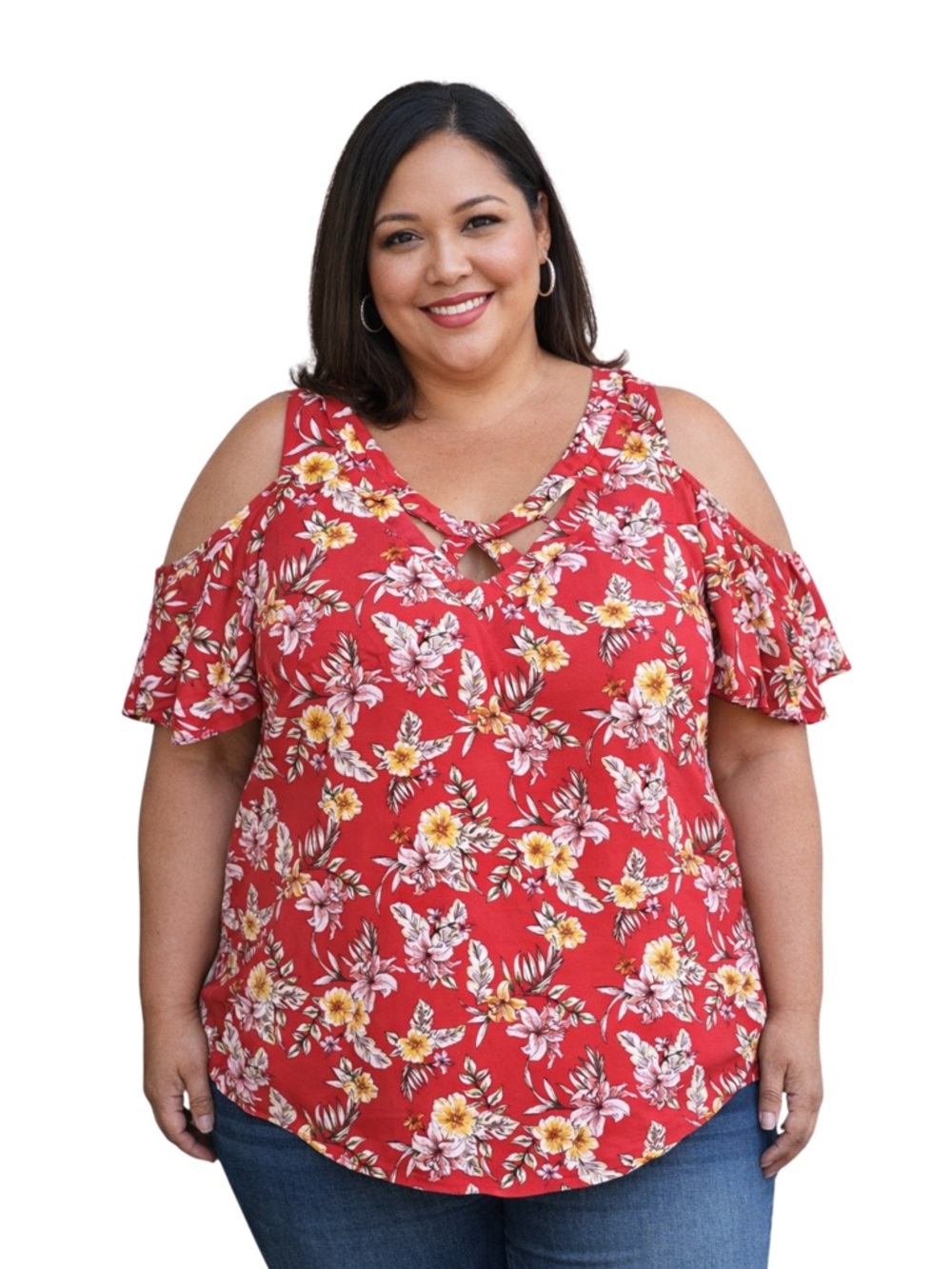 🚨Anthropology Flower And Feather Chic Cold Shoulder Top 2X P2P:25.5” L:27
